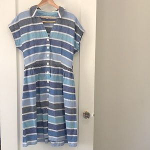 Boden Blue Stripe Button-Up Shirt Dress